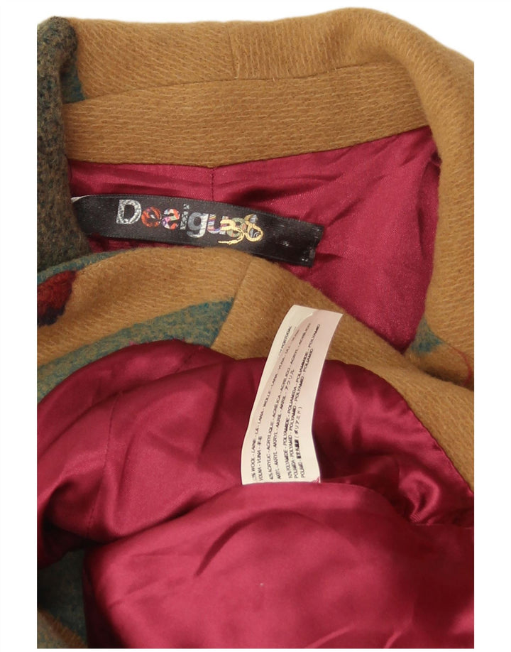 Женский блейзер с 3 пуговицами Desigual, Великобритания, 8, маленький, бежевый, в стиле пэчворк