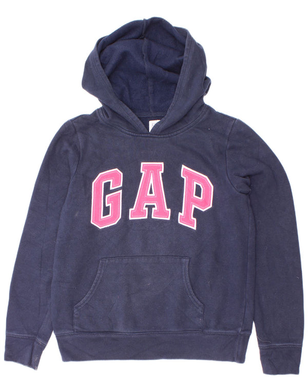Джемпер с капюшоном Gap Girls с рисунком, 11–12 лет, темно-синий, хлопок, размер XL