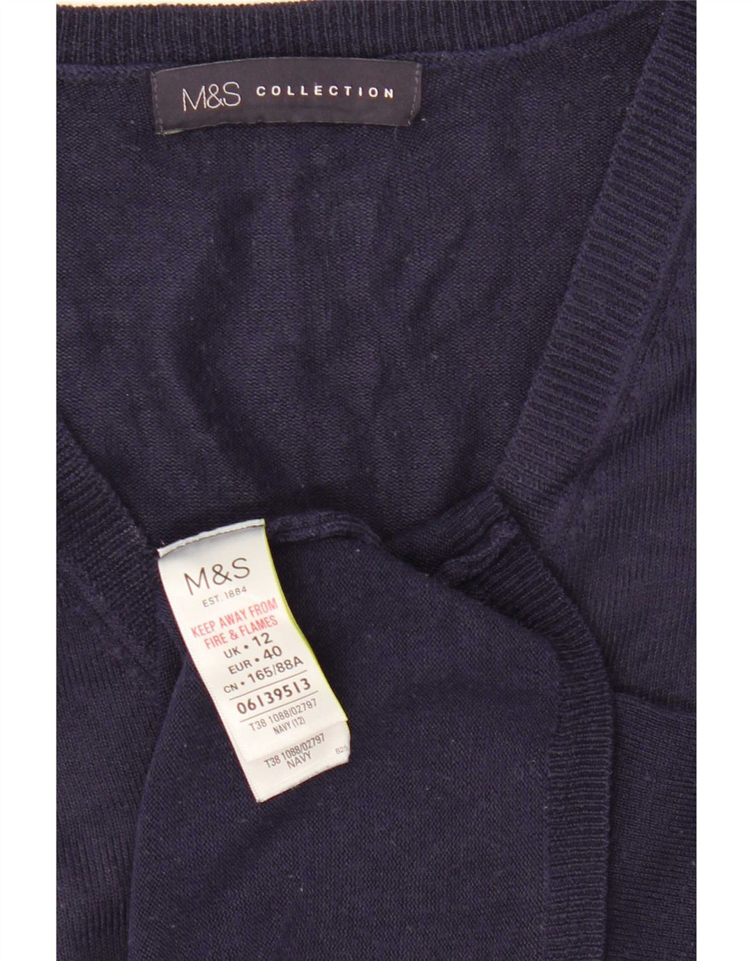 Женский джемпер с v-образным вырезом Marks & Spencer UK 12, средний темно-синий