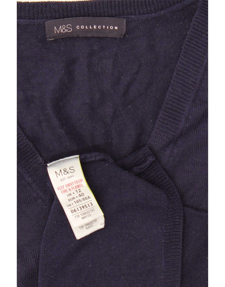 Женский джемпер с v-образным вырезом Marks & Spencer UK 12, средний темно-синий