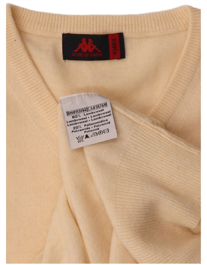 Мужской свитер Kappa с v-образным вырезом XL из белой овечьей шерсти