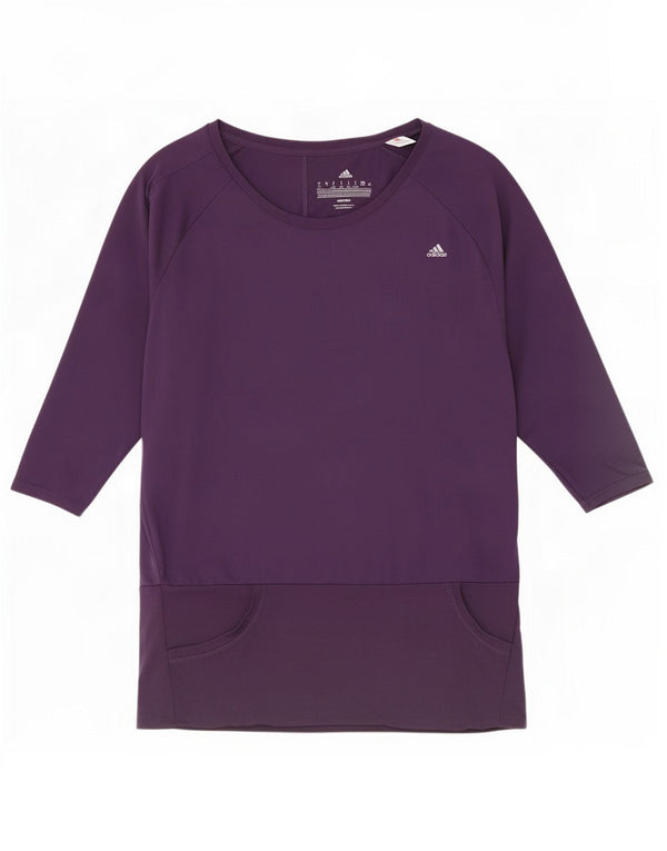 Женский оверсайз-топ Adidas Climalite с рукавом 3/4, Великобритания, 12/14, средний фиолетовый