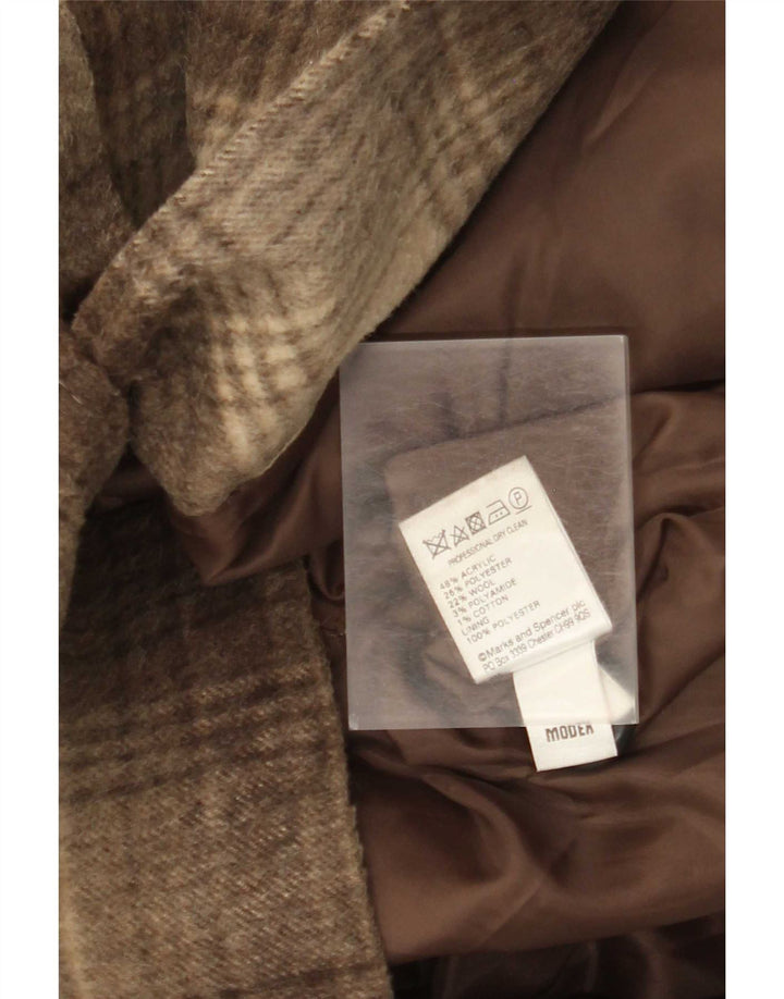Женское пальто Marks & Spencer UK 18 XL, коричневое акрил в клетку