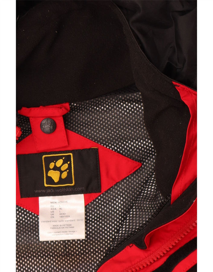 Мужская куртка-дождевик JACK WOLFSKIN с капюшоном, Великобритания, 40/42, большая, красная, с цветными блоками