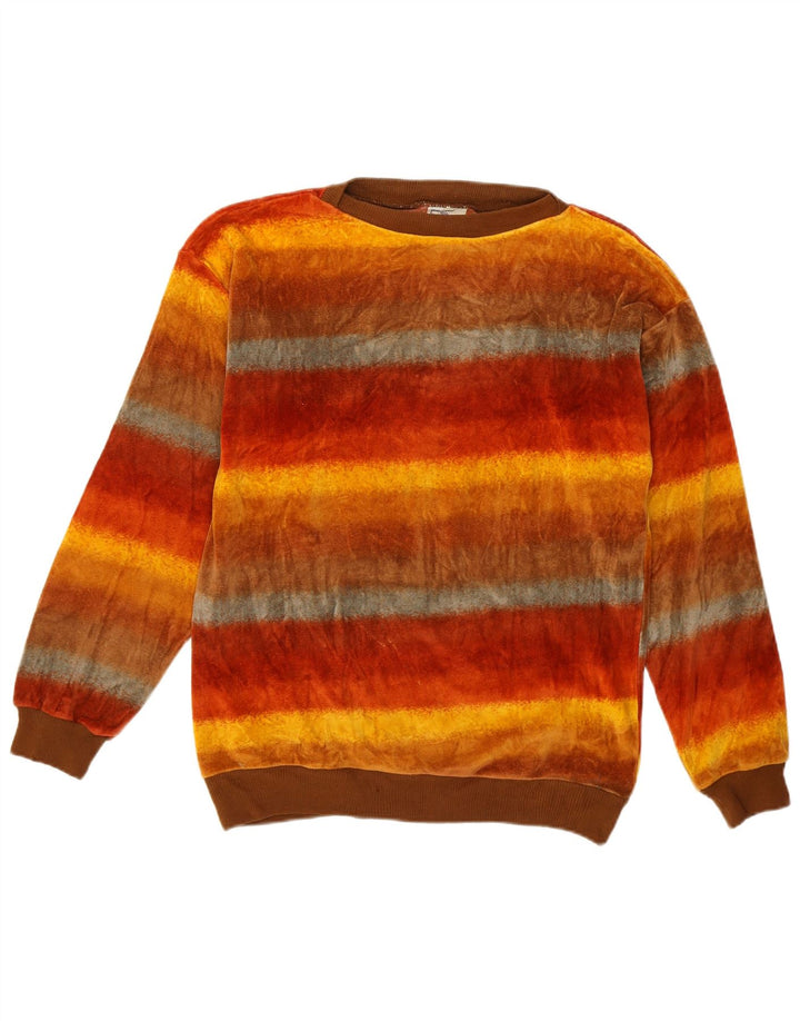 Винтажный женский бархатный свитер-свитшот, Великобритания, 14, средний, в разноцветную полоску