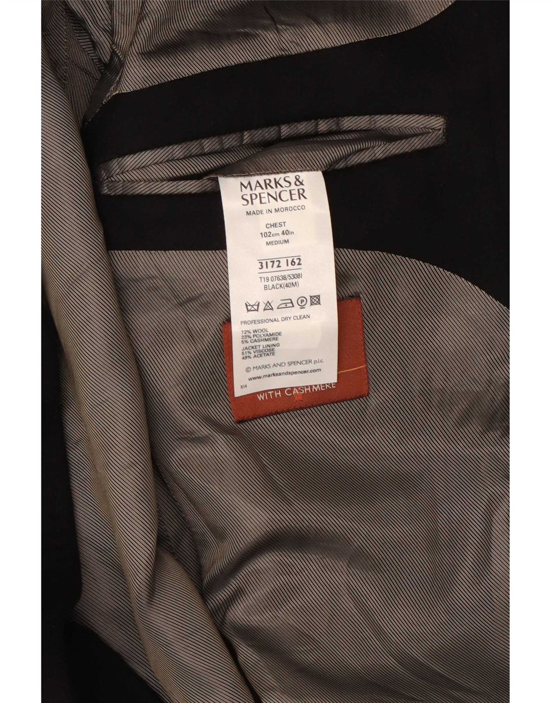 Мужской пиджак Marks & Spencer с 3 пуговицами, Великобритания 38, средний черный, шерстяной