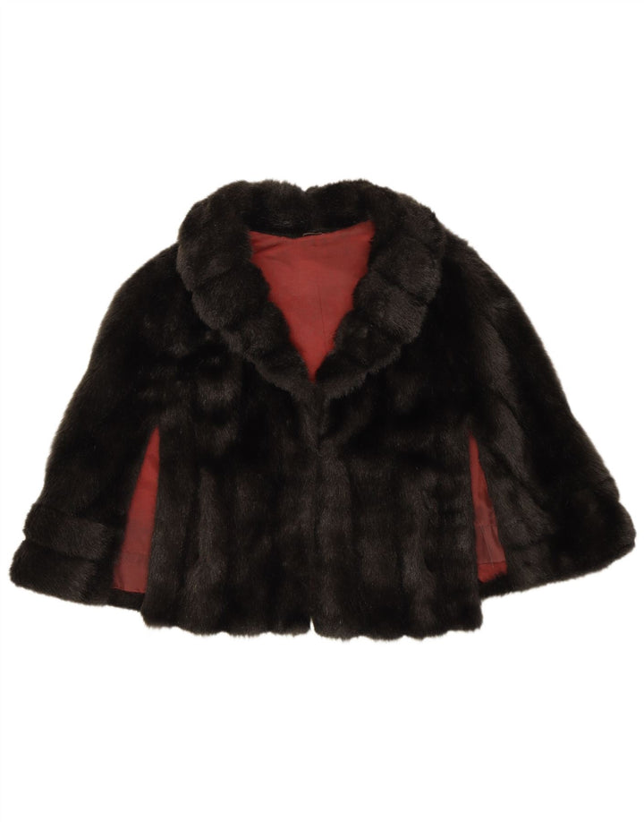 ВИНТАЖНАЯ женская куртка-болеро из искусственного меха, один размер, черная