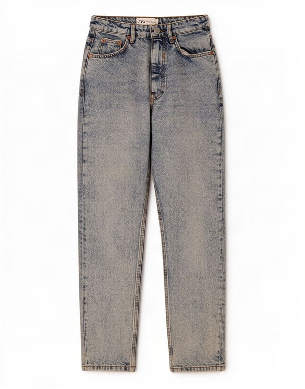 Женские зауженные джинсы с высокой талией Zara EU 34 2XS W24 L27, синий хлопок