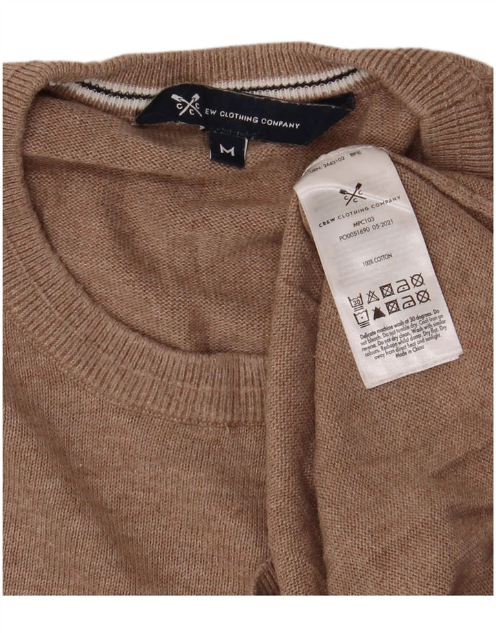 Crew Clothing Мужской джемпер с круглым вырезом, свитер среднего бежевого цвета, хлопок
