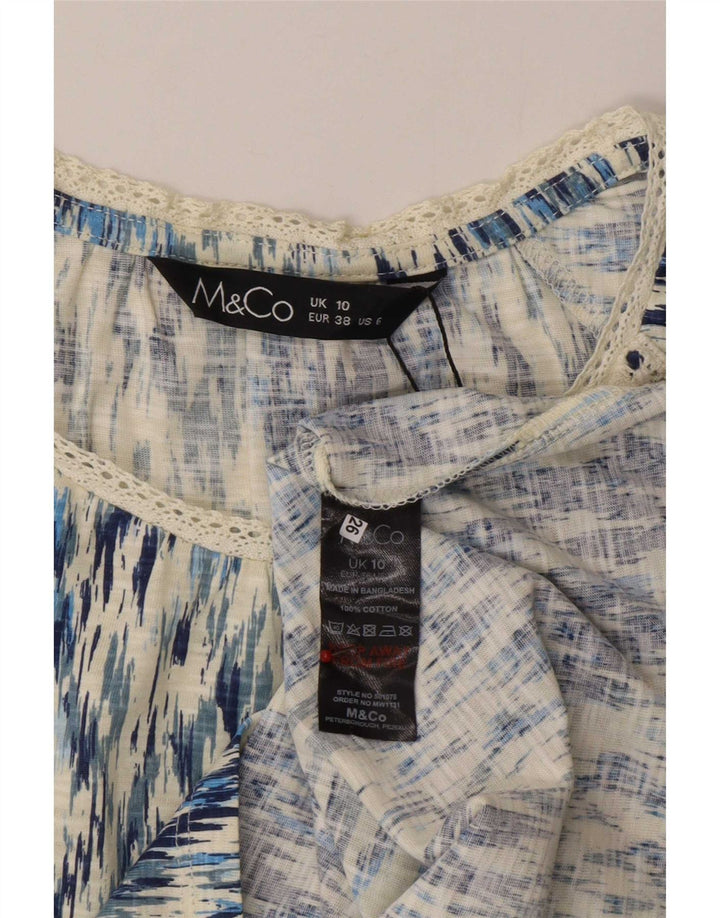 Женская блузка M&Co Top UK 10 Small Blue Ikat Cotton