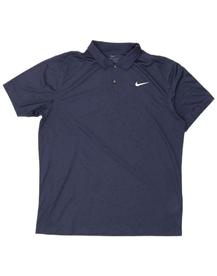 Мужская рубашка-поло стандартного кроя Nike Dri Fit, большой размер, темно-синий полиэстер