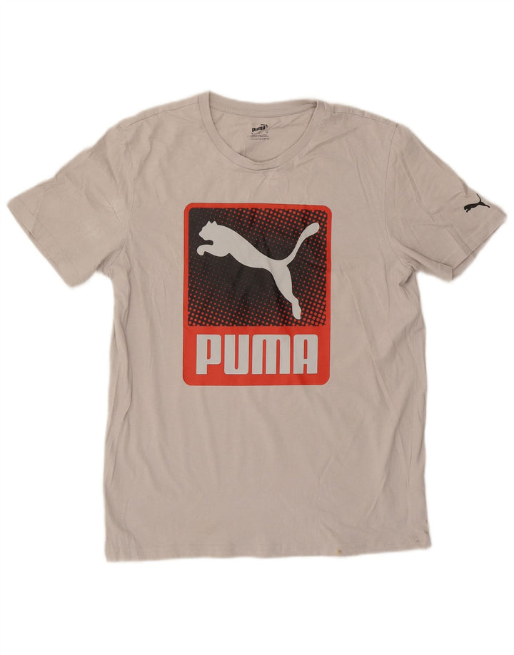 Мужская футболка с рисунком Puma, хлопковый топ среднего серого цвета