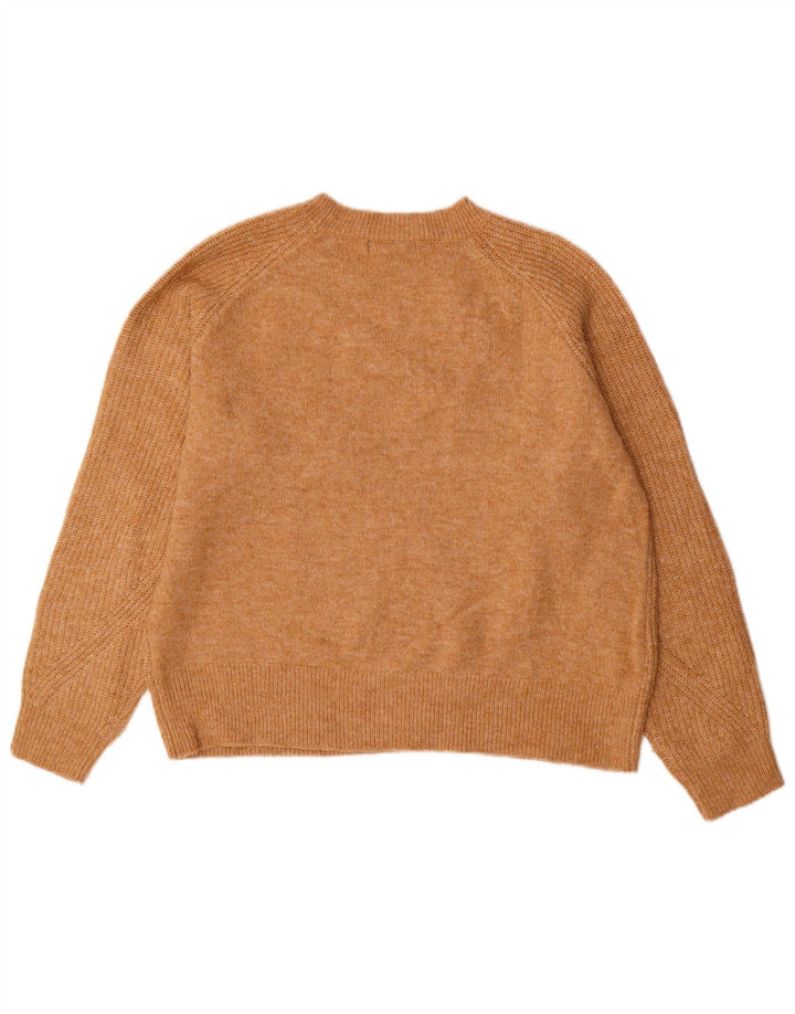 MARKS & SPENCER Womens Crew Neck Jumper Sweater UK 14 Medium Brown Acrylic