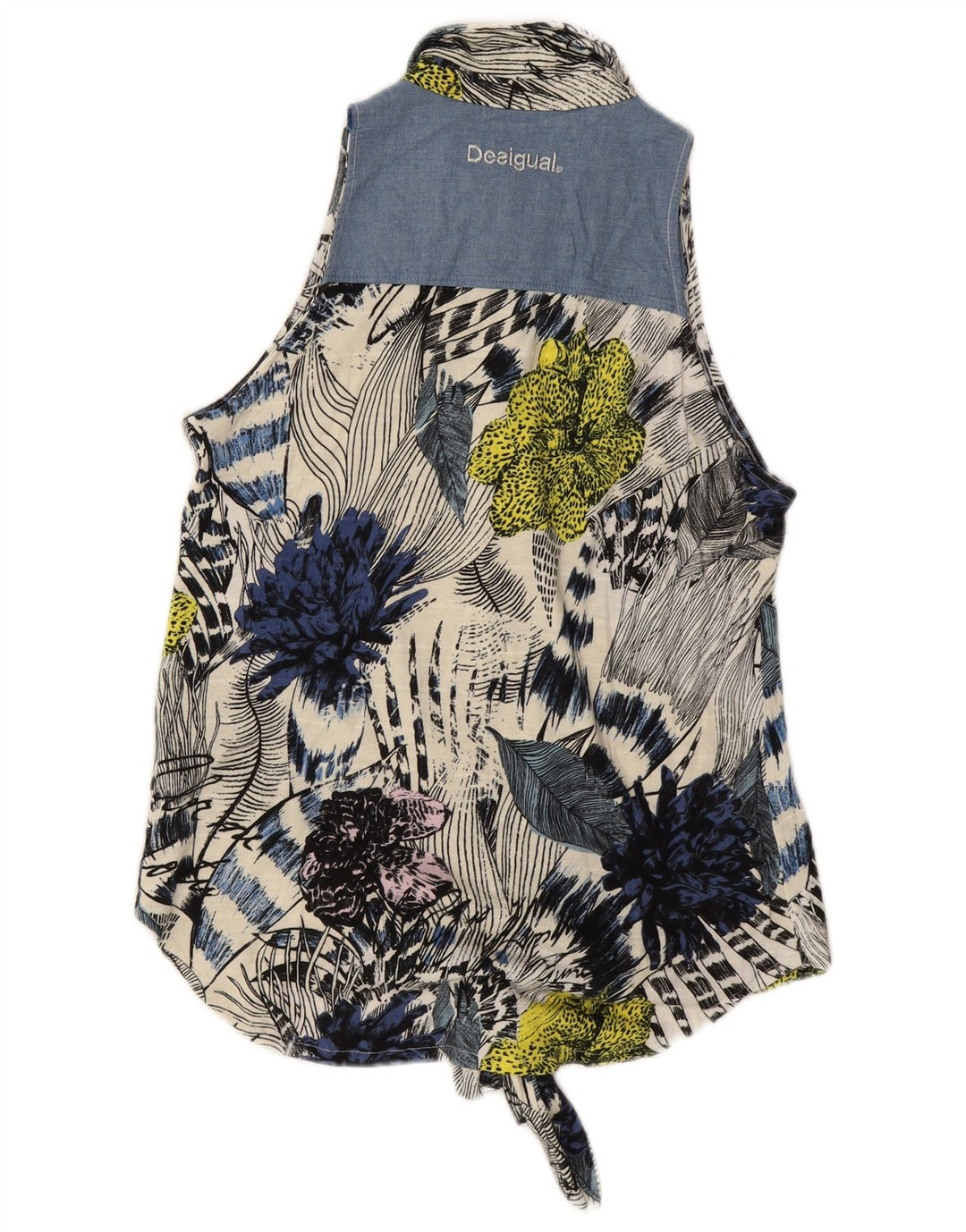 Женская блузка-рубашка без рукавов DESIGUAL UK 14, средний разноцветный цветочный принт