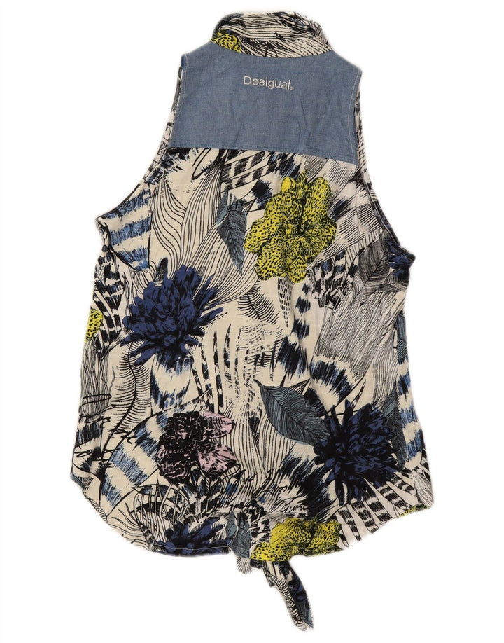 Женская блузка-рубашка без рукавов DESIGUAL UK 14, средний разноцветный цветочный принт