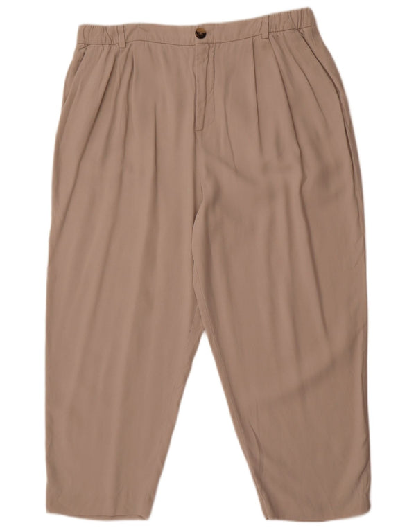 Zara Womens High Waist Pegged Cropped Trousers XL W32 L24 Beige