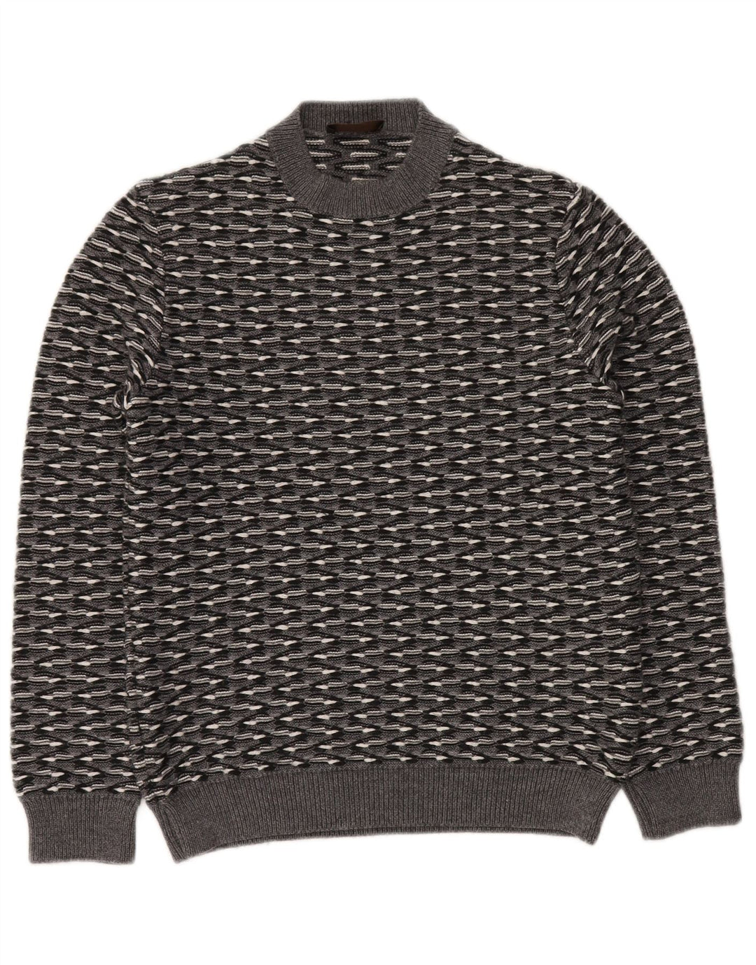 Мужской джемпер RELIVE с круглым вырезом IT 46, маленький серый в полоску, шерсть