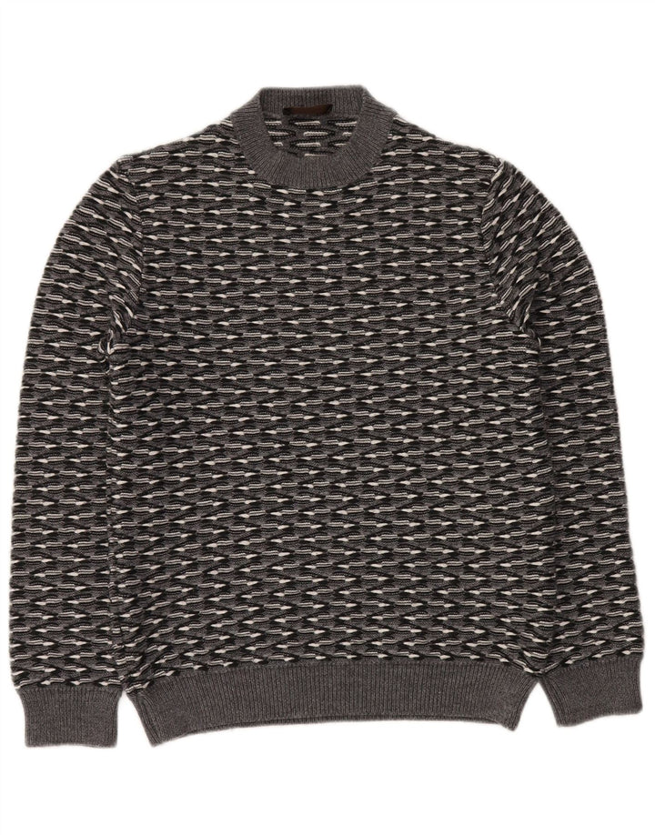 Мужской джемпер RELIVE с круглым вырезом IT 46, маленький серый в полоску, шерсть