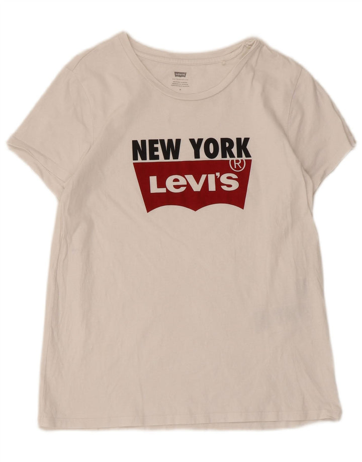 Женская футболка с рисунком Levi's Top UK 12, средний размер, белый хлопок