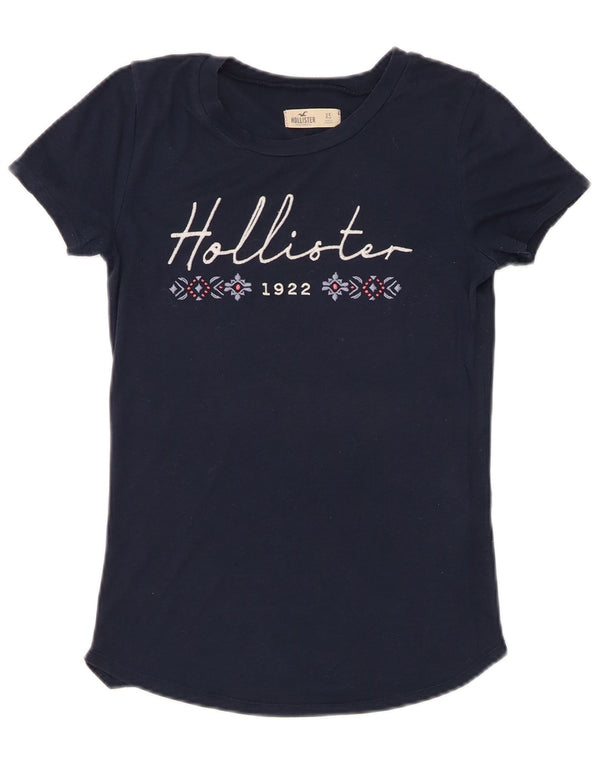 HOLLISTER Женская футболка с рисунком Top UK 6 XS Темно-синий хлопок