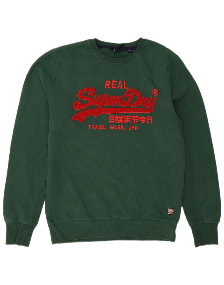 Мужской свитшот с рисунком Superdry, большой зеленый хлопковый джемпер