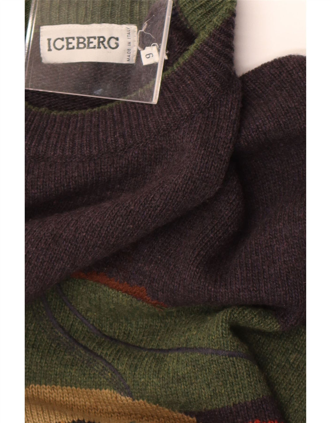 Мужской джемпер с круглым вырезом Iceberg, серый шерстяной свитер в стиле ретро