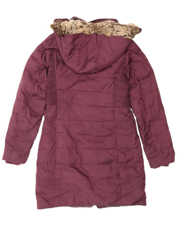 Женское стеганое пальто с капюшоном Joules UK 8, маленький бордовый полиэстер