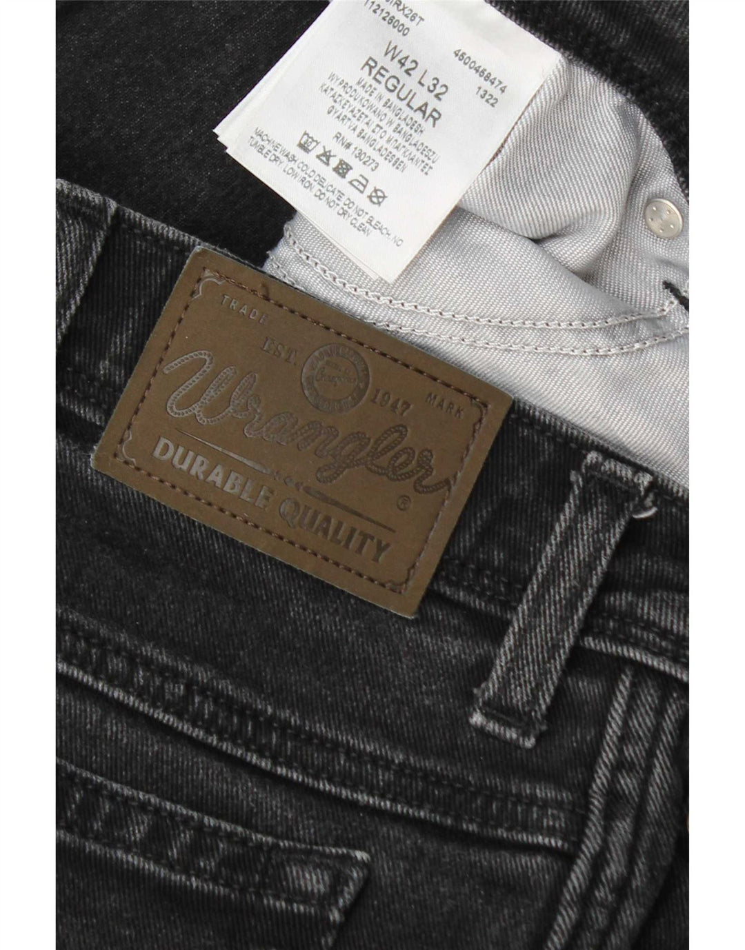 Мужские обычные прямые джинсы Wrangler W42 L32, серый хлопок