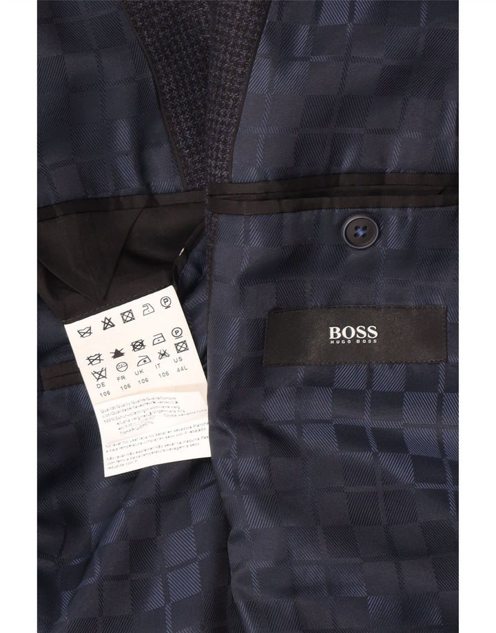 Мужской пиджак Hugo Boss на 2 пуговицах UK 42 XL Темно-синий с узором «гусиные лапки»
