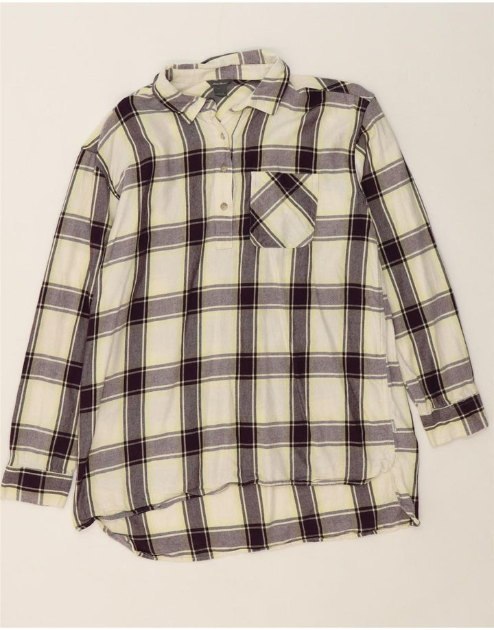 EDDIE BAUER Womens Oversized Flannel Shirt UK 10 Small Off White Check Vintage Eddie Bauer and Second-Hand Eddie Bauer from Messina Hembry 