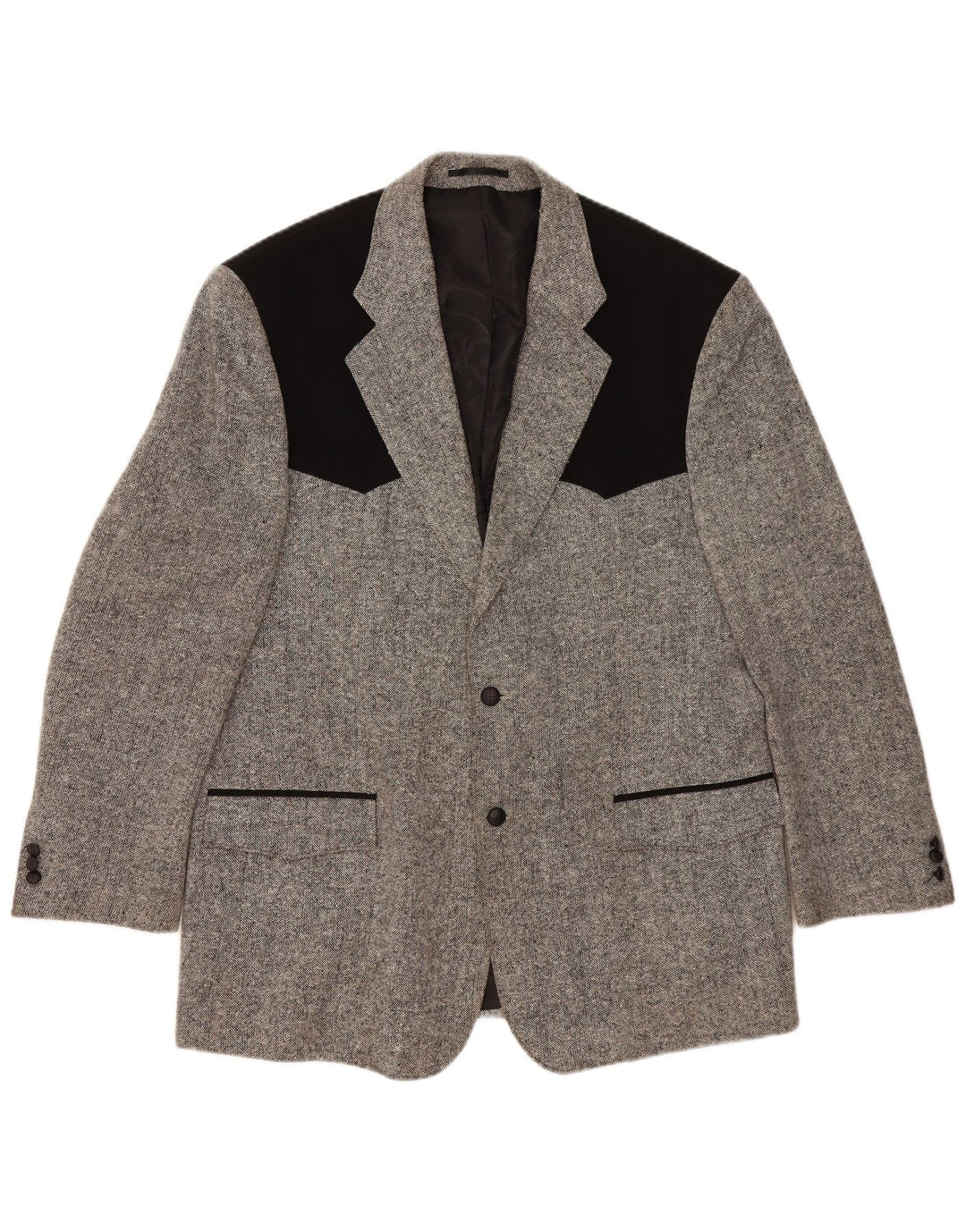 STOCKERPOINT Мужской пиджак с 2 пуговицами UK 44 2XL Серый шерстяной с цветными блоками