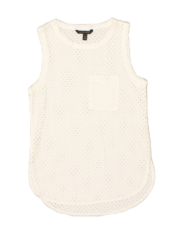 BANANA REPUBLIC Womens Petite See Through Vest Top UK 2 2XS Off White