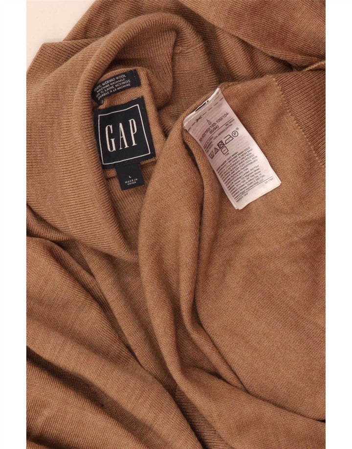 Мужской джемпер с высоким воротником Gap, большой бежевый свитер из мериносовой шерсти с крапинками
