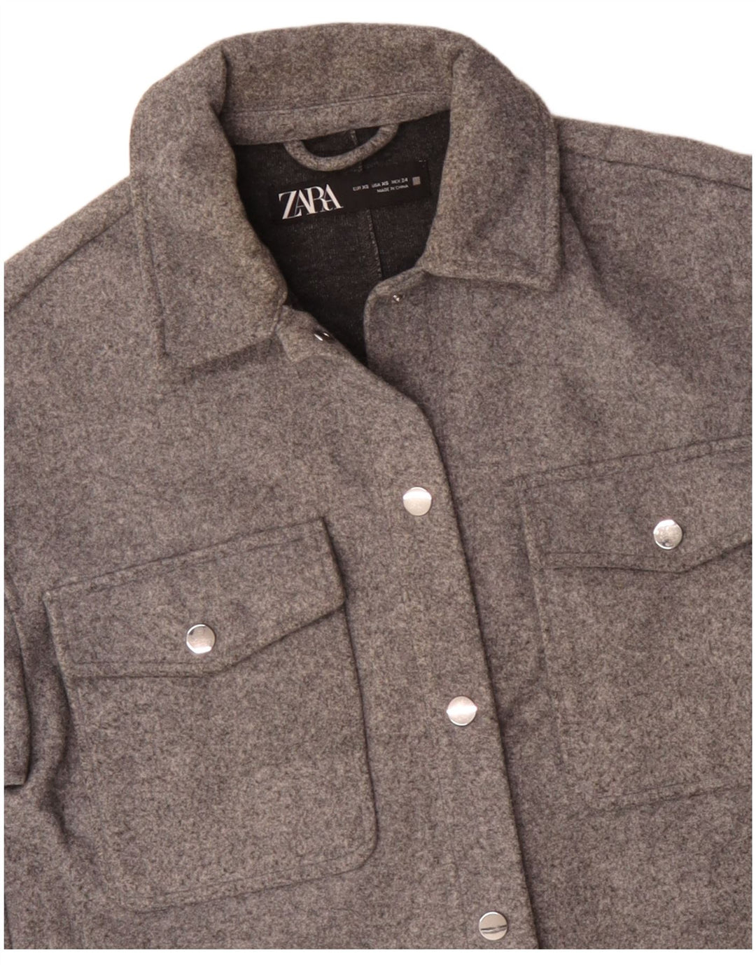 Женский бомбер оверсайз Zara UK 6 XS, серый полиэстер