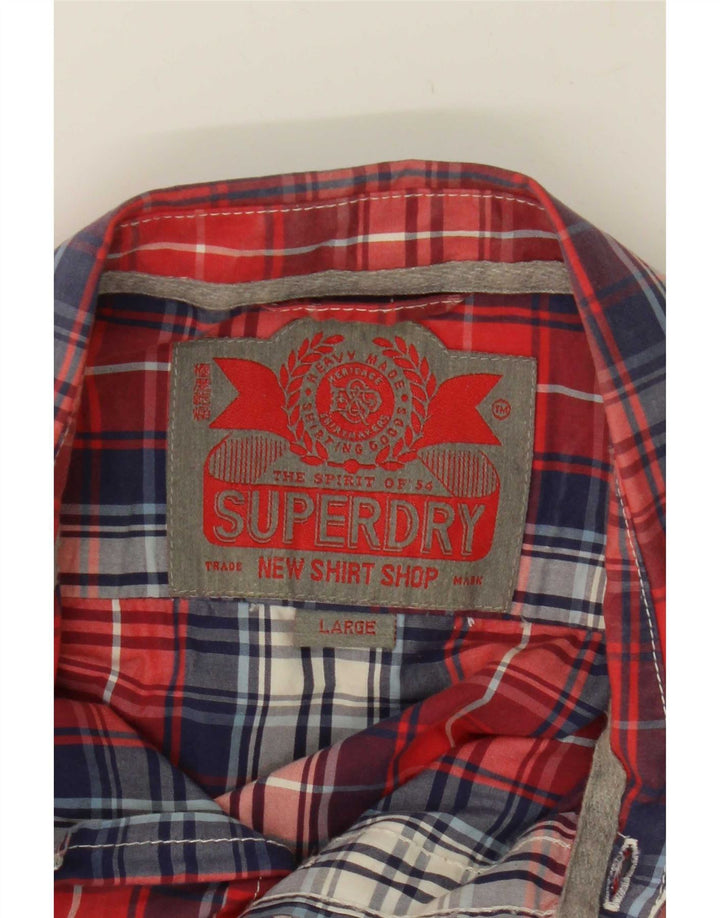 Superdry Мужская рубашка с коротким рукавом, большая красная клетка