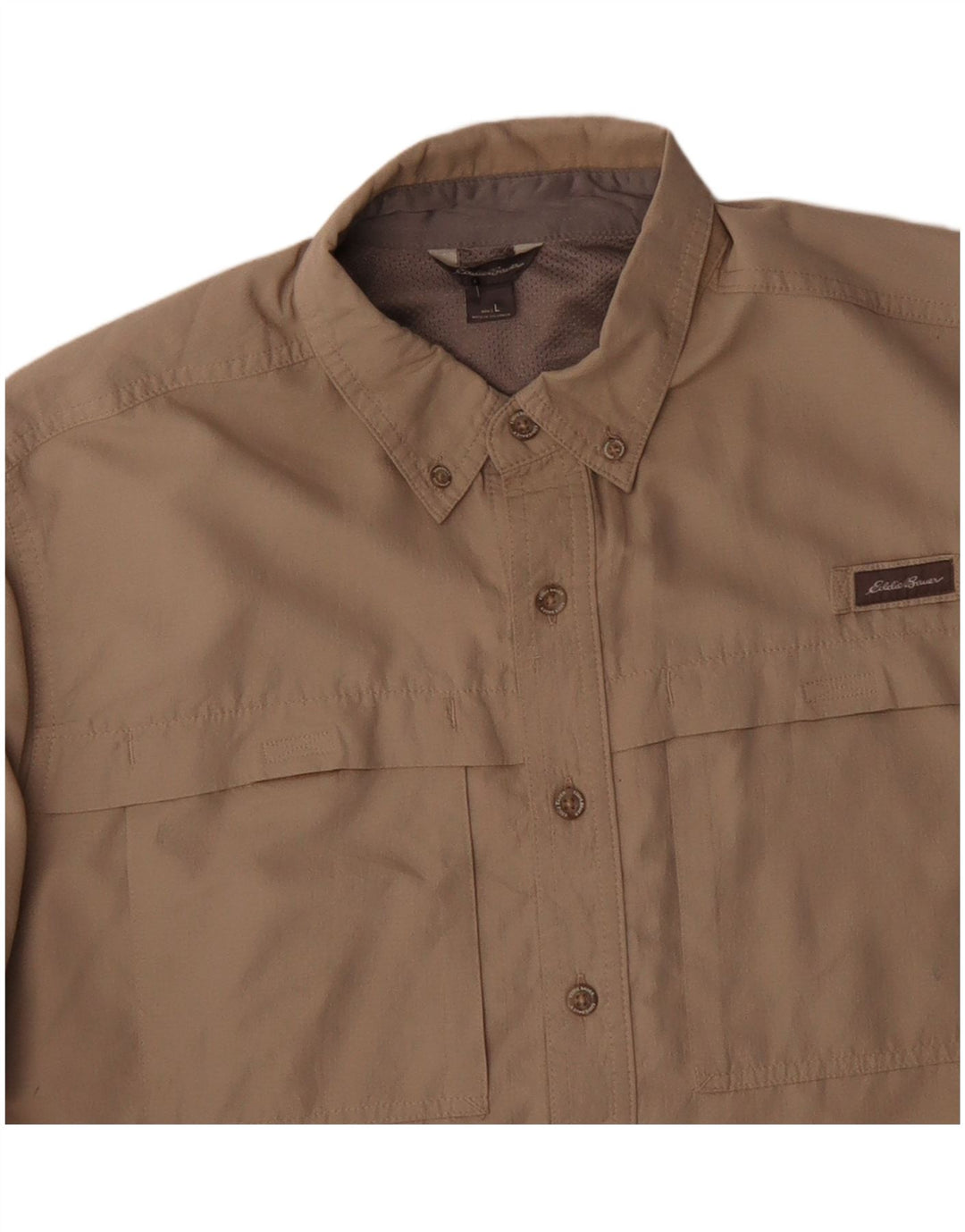 Мужская рубашка Eddie Bauer, большая, бежевая, из полиэстера