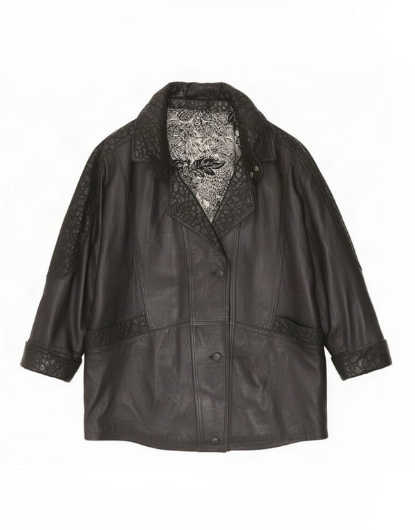 Женское кожаное пальто оверсайз Maddox EU 44 XL, черное