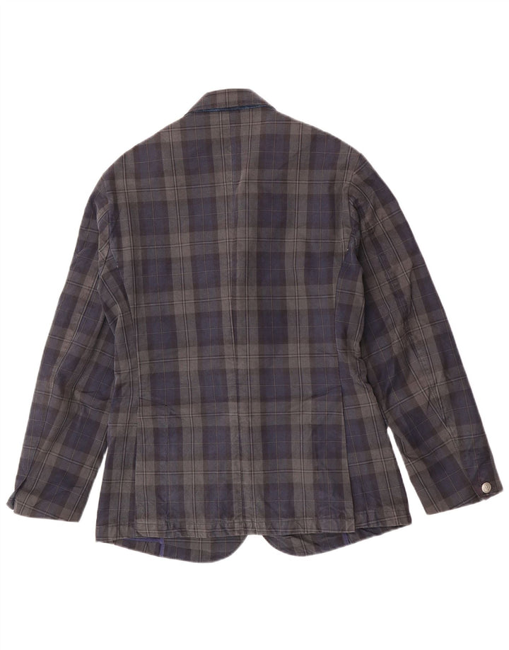 Мужской пиджак Jaggy на 3 пуговицах IT 48, средний темно-синий в клетку, хлопок