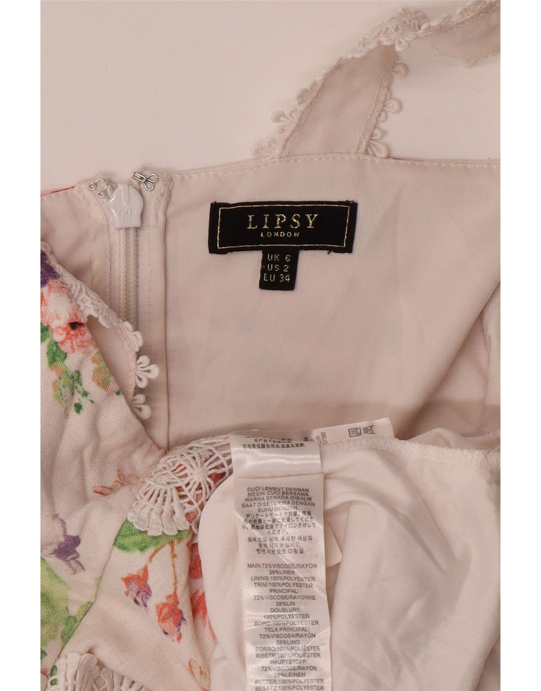 Женское платье русалки без рукавов LIPSY UK 6 XS, белое вискоза с цветочным принтом