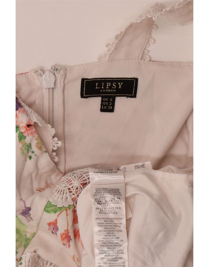 Женское платье русалки без рукавов LIPSY UK 6 XS, белое вискоза с цветочным принтом