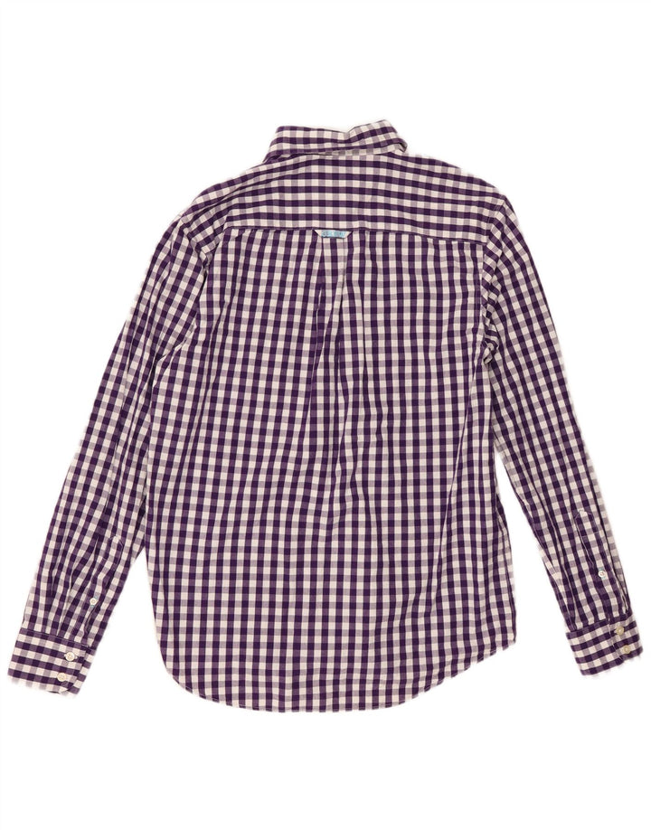 Crew Clothing Мужская рубашка маленького размера из хлопка в мелкую фиолетовую клетку