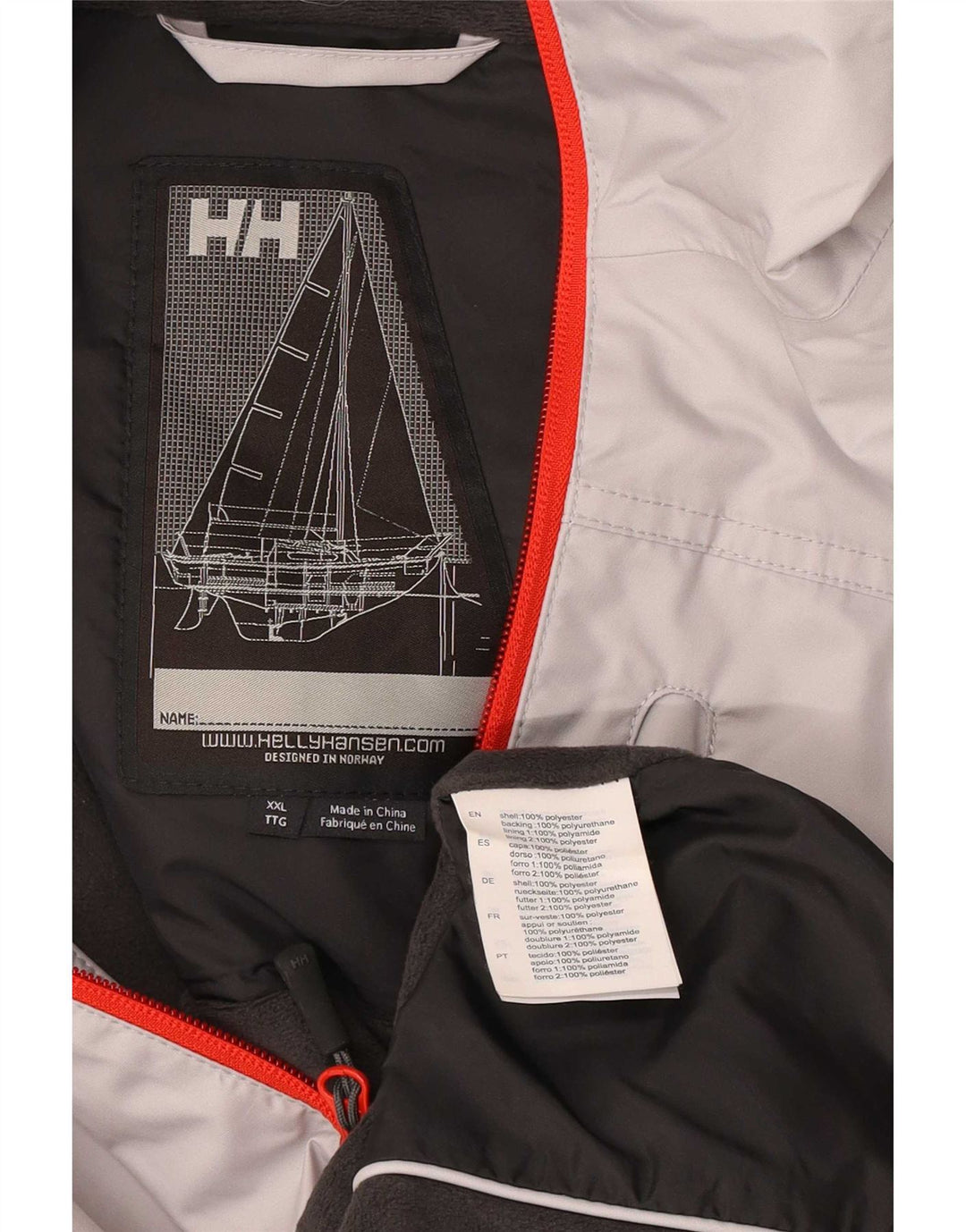 Мужская парусная куртка Helly Hansen с графическим рисунком UK 44 2XL, серый полиэстер