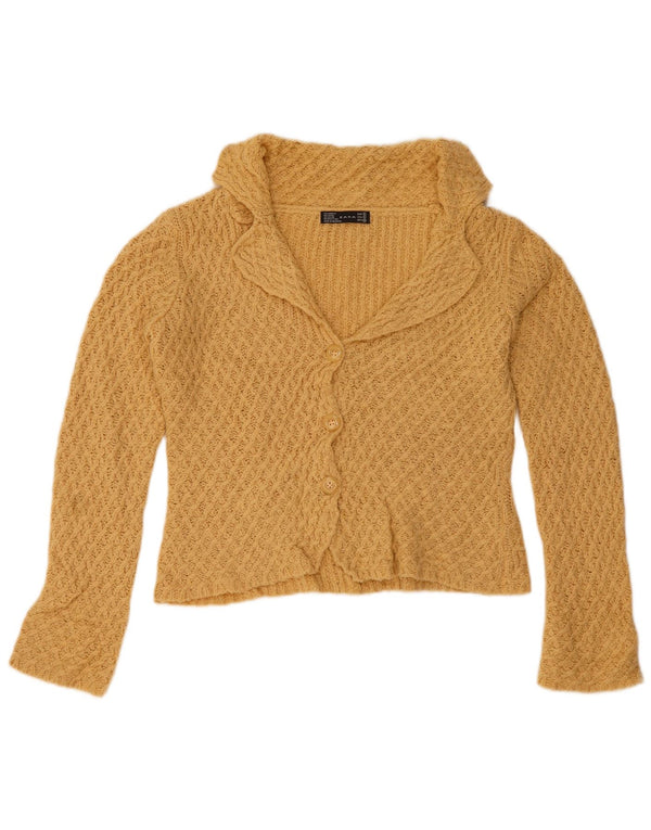 Zara Womens Bolero Jumper UK 16 Large Yellow Geometric Acrylic