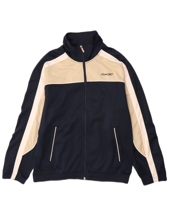 Мужской спортивный костюм REEBOK, верхняя куртка, средний темно-синий, полиэстер с цветными блоками