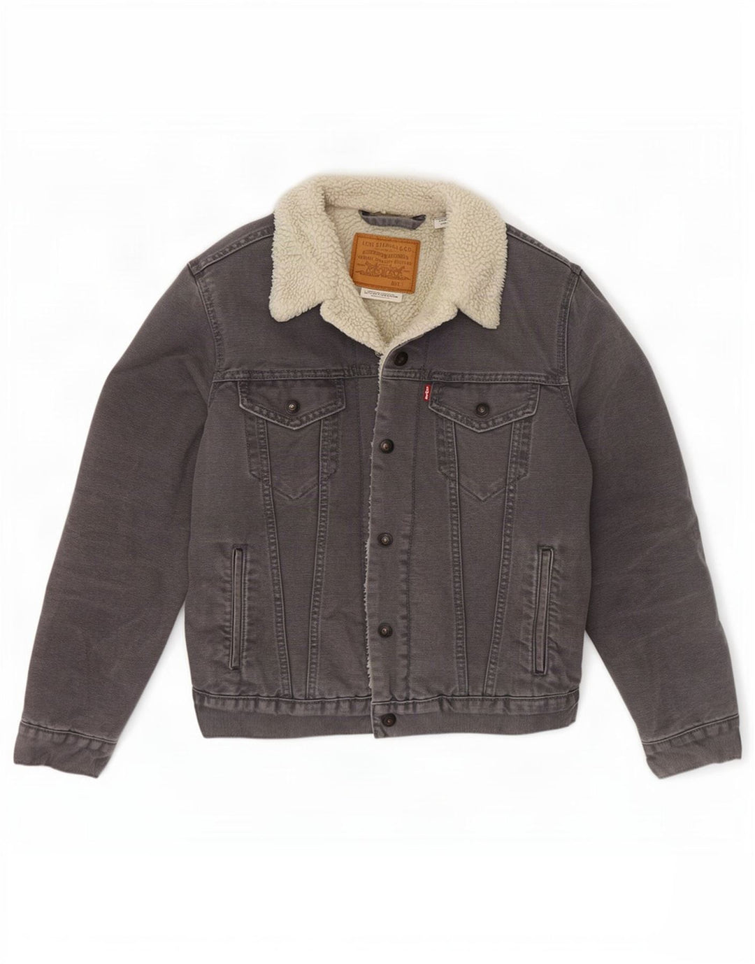 Мужская джинсовая куртка-шерпа Levi's UK 36, маленькая, серая, хлопок