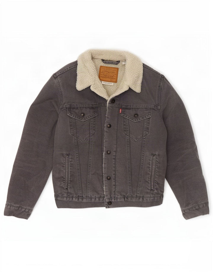 Мужская джинсовая куртка-шерпа Levi's UK 36, маленькая, серая, хлопок