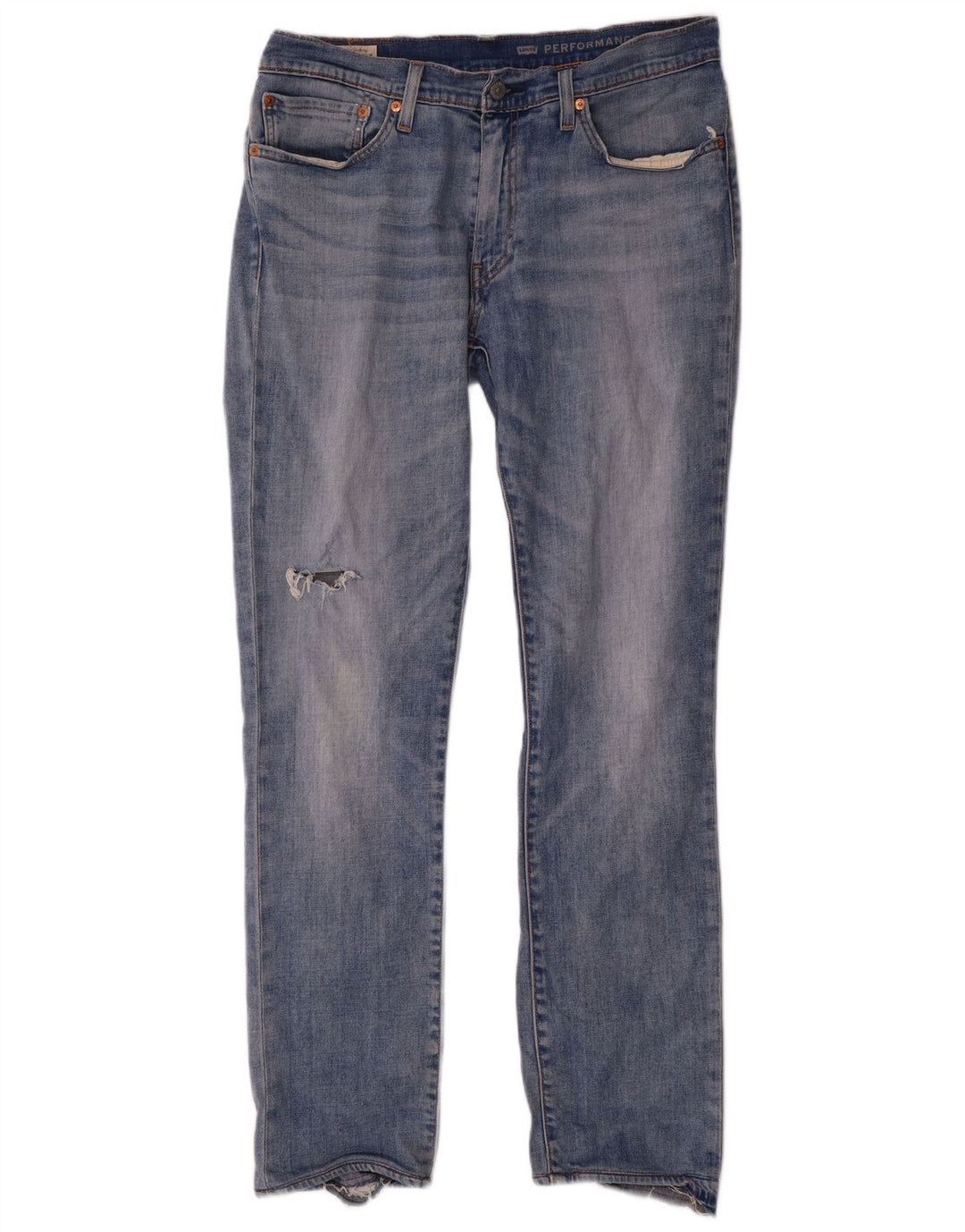 Мужские потертые узкие джинсы Levi's W34 L32, синий хлопок