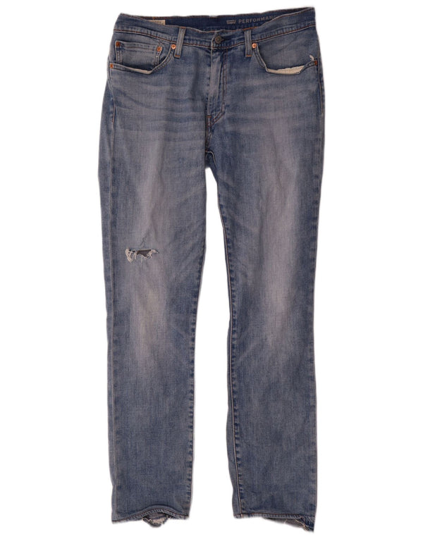 Мужские потертые узкие джинсы Levi's W34 L32, синий хлопок