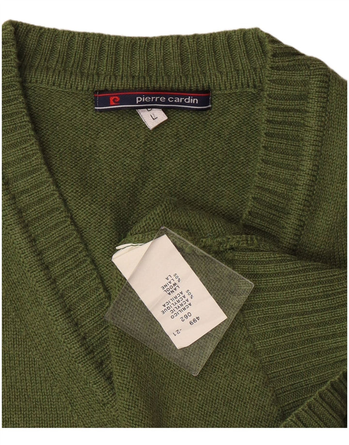 PIERRE CARDIN Женский свободный джемпер с v-образным вырезом UK 16, большой хаки