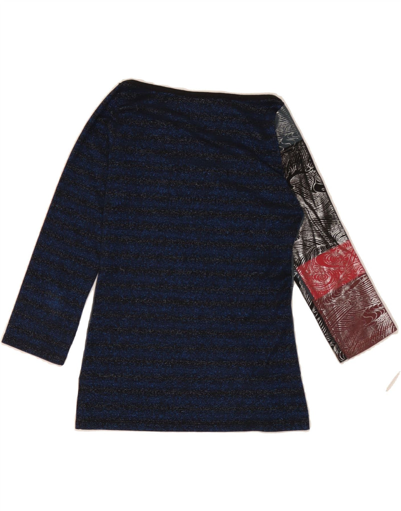 CUSTO BARCELONA Womens Graphic Top 3/4 Sleeve Size 1 Small Navy Blue Vintage Custo Barcelona and Second-Hand Custo Barcelona from Messina Hembry 